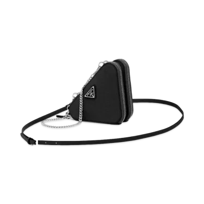PRADA Saffiano Triangle Mini Pouch "Black"