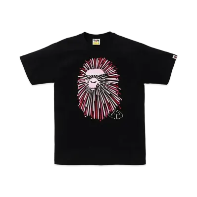 A BATHING APE Ape Head Firework Tee #1 "Black/Pink"