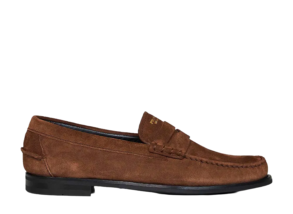 PRADA Suede Penny Loafers "Brown"