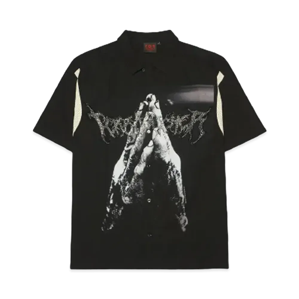 T.C.R PRAYER WIDE FIT BOWLING SHIRTS "BLACK"