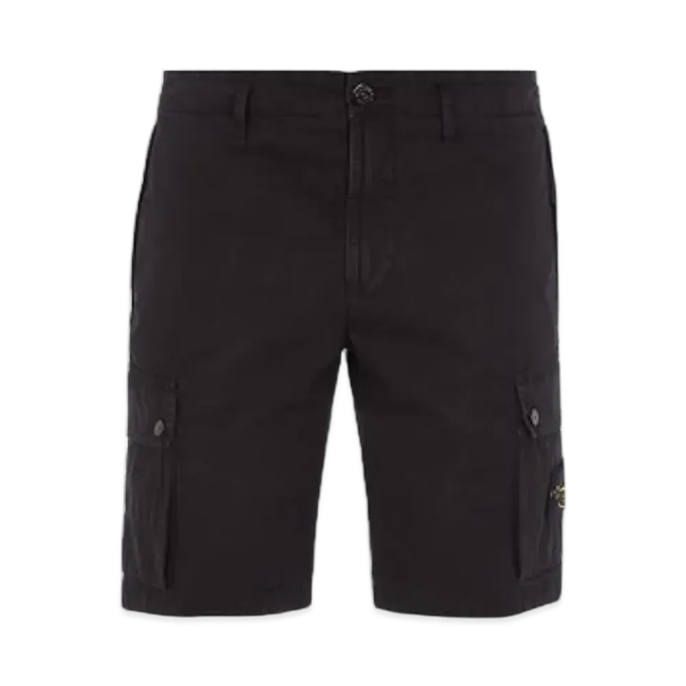 Stone Island L11WA Brushed Cotton Canvas Garment Dyed Bermuda Shorts - 23SS "Black"