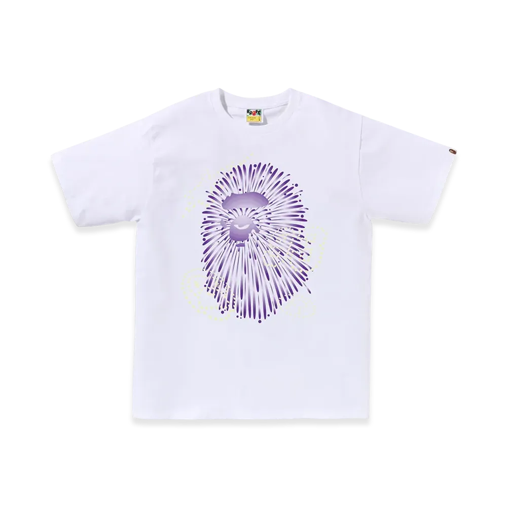 A BATHING APE Firework Ape Head Tee #1 "White"
