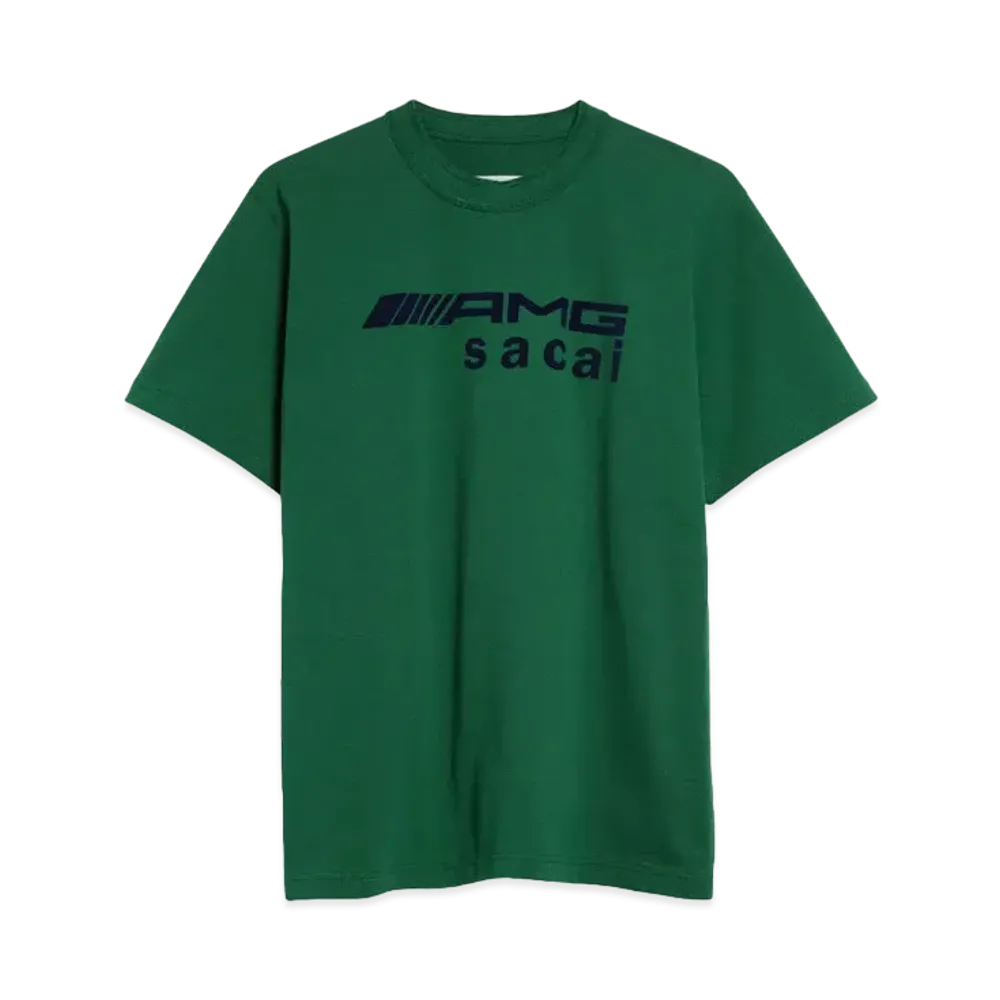 sacai x Mercedes AMG Flocked Logo Cotton Graphic T-Shirt "Green"