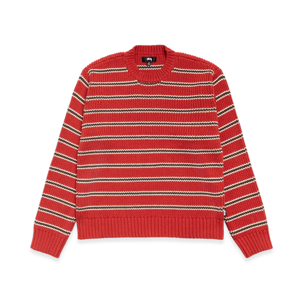 Stussy Stripe Knit Crew "Brick"