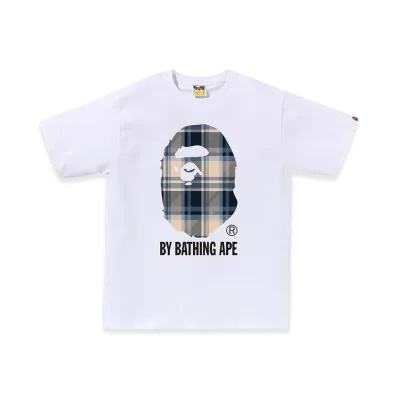 A BATHING APE Bape Check By Bathing Ape Tee "White/Blue"
