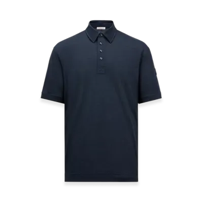 MONCLER Linen Polo Shirt "Dark Blue"