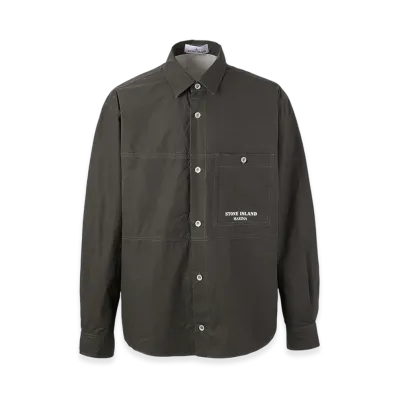 Stone Island L/S Regular Collar Shirt 109X3 Stone Island Marina Plated Cotton Canvas "Charcoal"