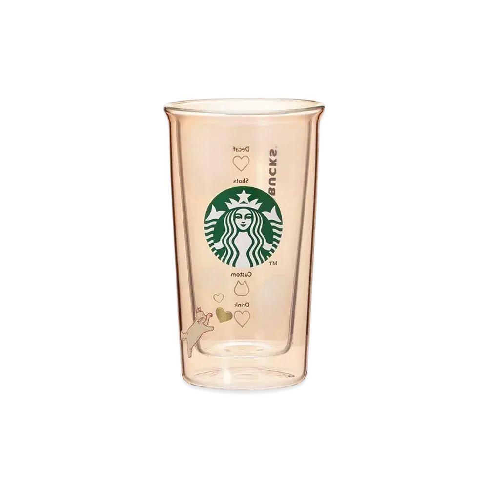 STARBUCKS Valentine 2025 Heat Resistant Double Wall Glass 355ml "Beige"