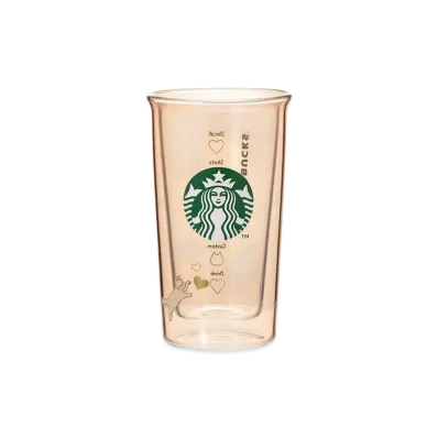 STARBUCKS Valentine 2025 Heat Resistant Double Wall Glass 355ml "Beige"
