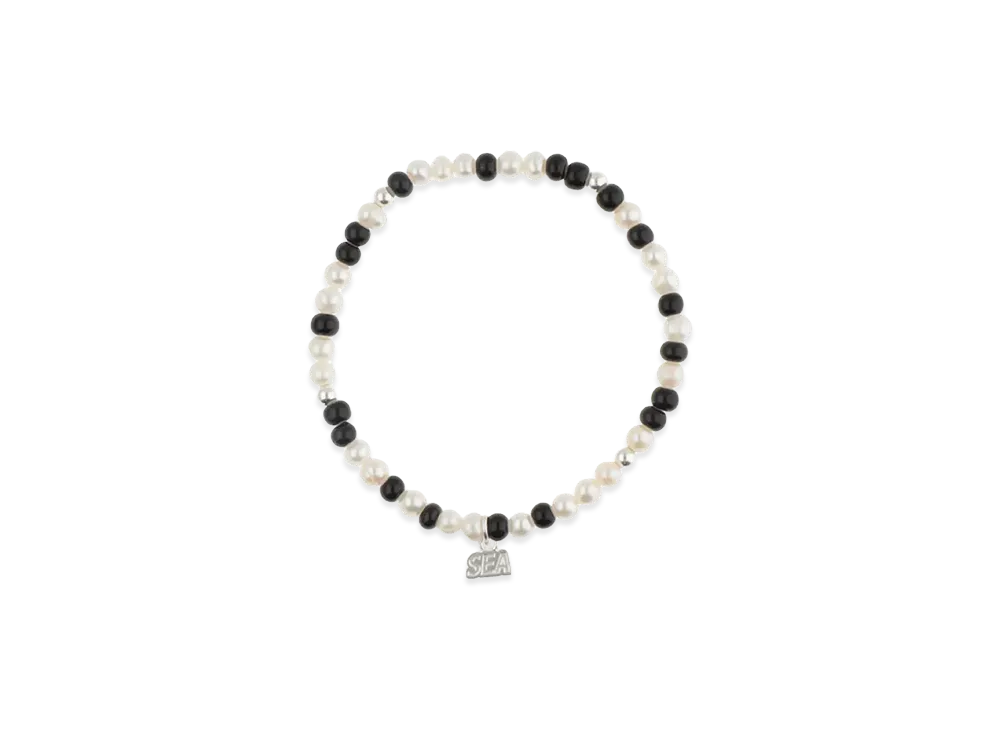 WIND AND SEA IVX Japan WDS Pearl & White Hearts Bracelet "Black"