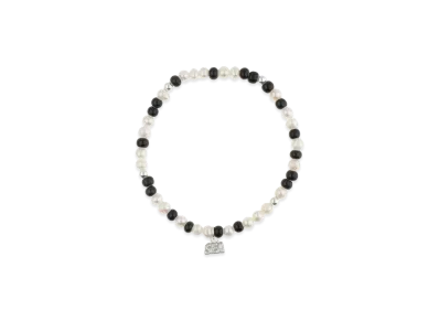 WIND AND SEA IVX Japan WDS Pearl & White Hearts Bracelet "Black"