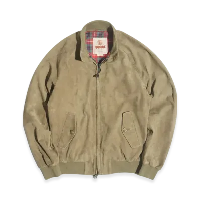 BARACUTA Suede Leather G9 Classic Harrington Jacket "Bark"