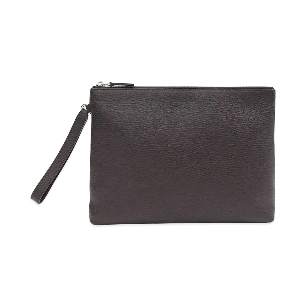 GUCCI Leather Clutch Bag "Brown"