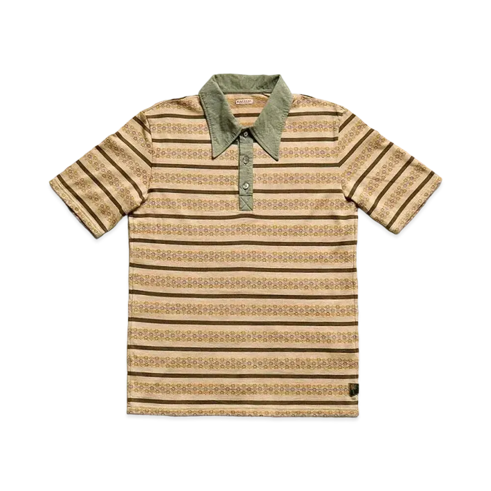 KAPITAL Sunrise Jacquard Border India Daiquiri Polo "Beige Khaki"