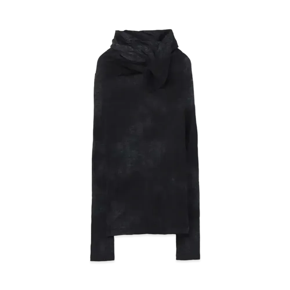 Yohji Yamamoto WOOL MILD JQ GLENCHECK G STOLE LONG SLEEVE "Black/Grey"