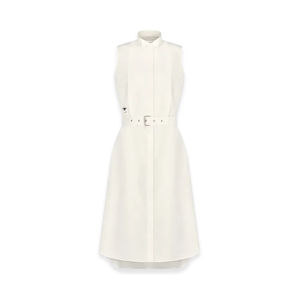 Dior Women's Mid-Length Shirt Dress Silk Poplin "Ecru"