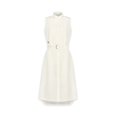 Dior Women's Mid-Length Shirt Dress Silk Poplin "Ecru"