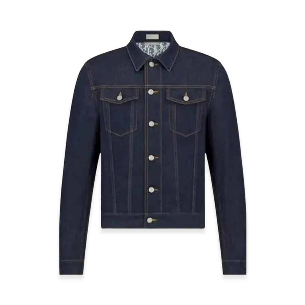 Dior Oblique Raw Cotton Denim Jacket "Blue"