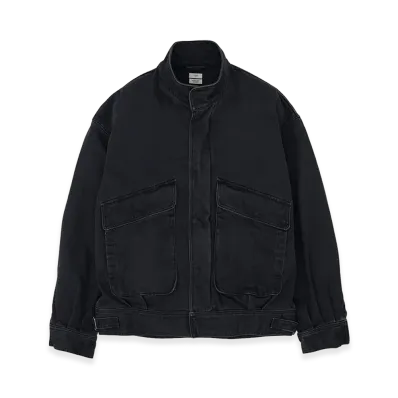 YOKE Suface Dyed Denim Stand Collar Blouson "Black"