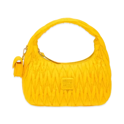 MIU MIU Miu Wander Matelasse Regenerated Nylon Hobo Bag "Yellow"
