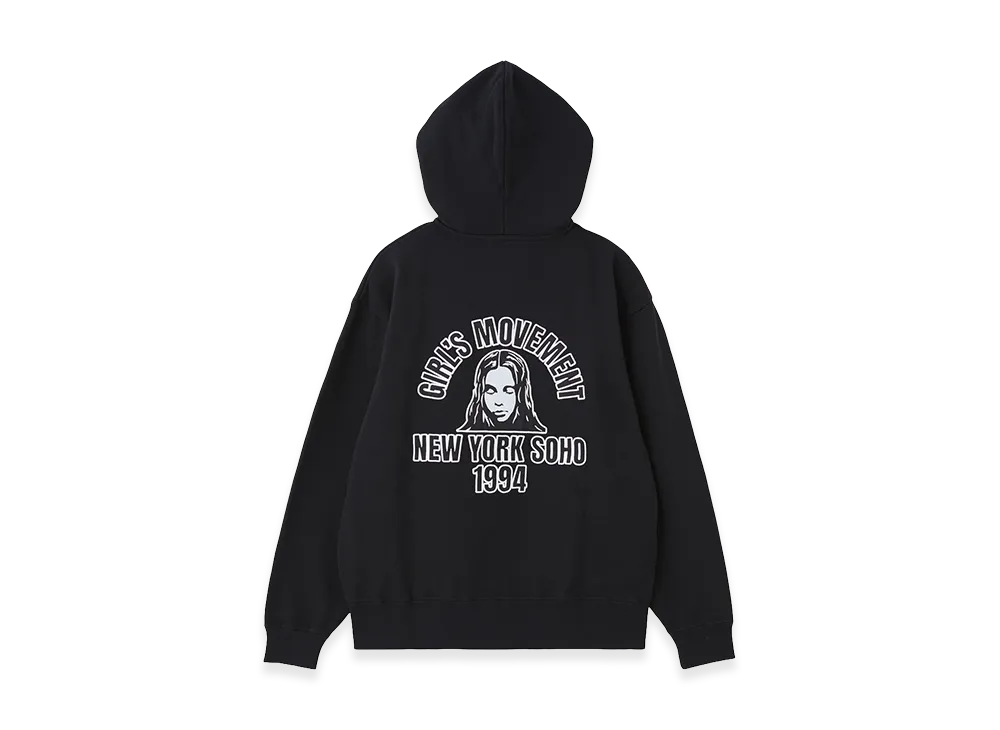 X-Girl Women's Arch Logo And Face Patch Zip Up Sweat Hoodie "Black"