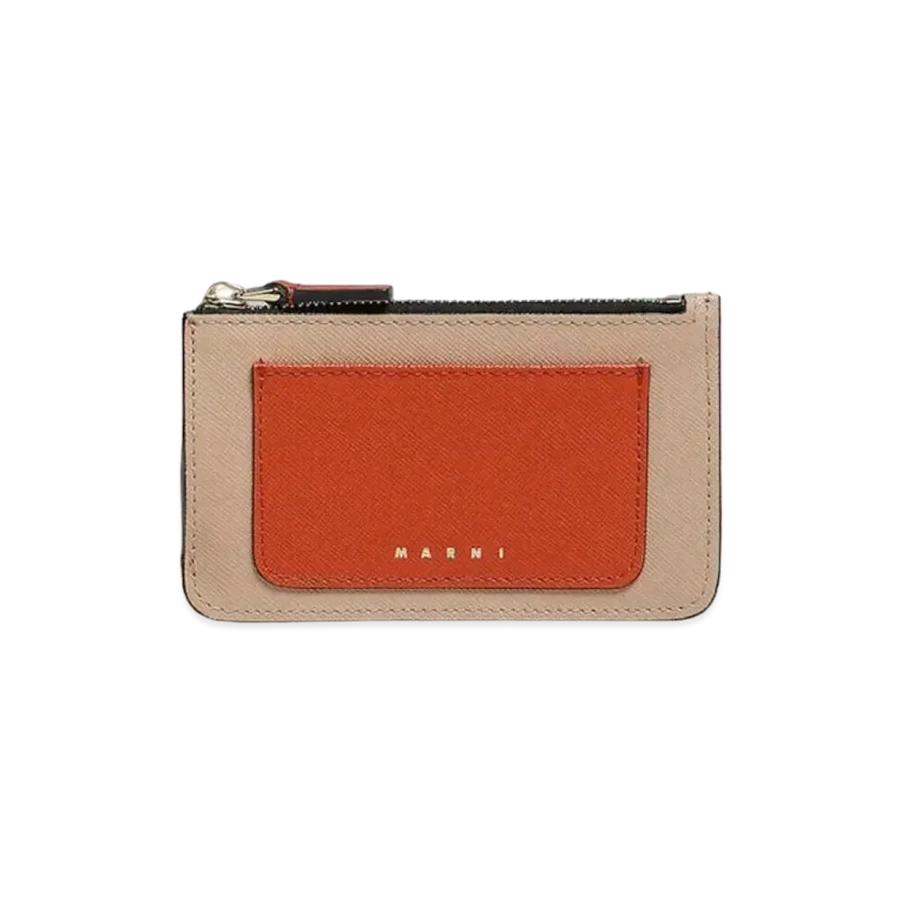 Marni Saffiano Leather Card Case "Brick/Pompeii/Gazebo"