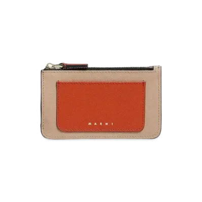 Marni Saffiano Leather Card Case "Brick/Pompeii/Gazebo"