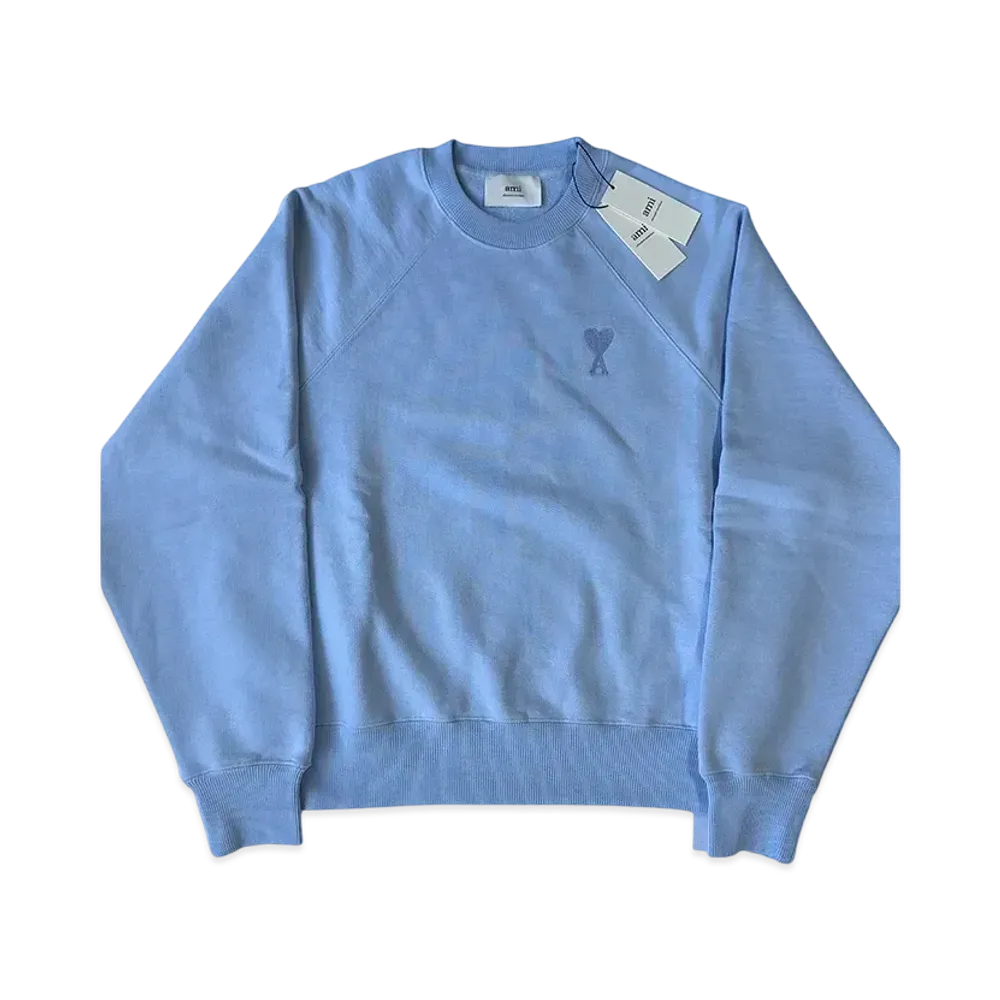 AMI PARIS Ami De Coeur Loop Back Cotton Sweatshirt "Blue"
