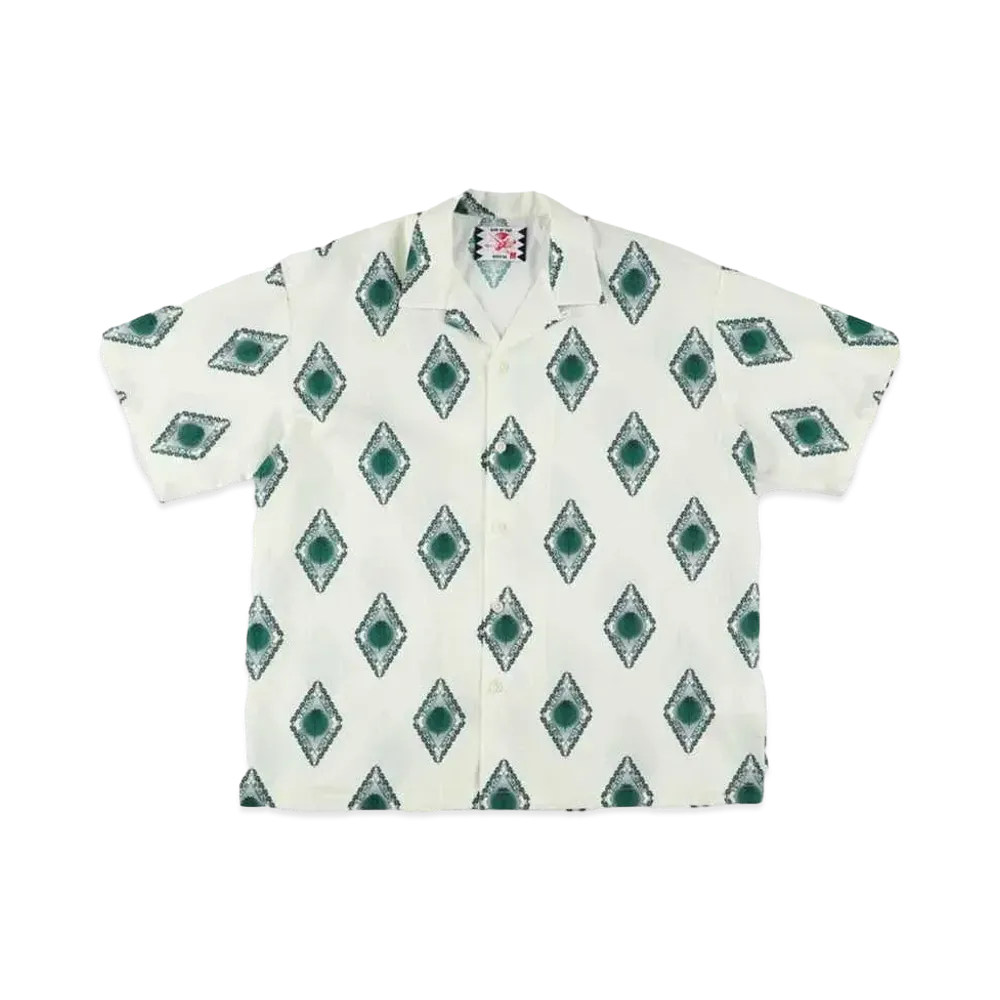 SON OF THE CHEESE Emblem Aloha Shirt "WHITE"