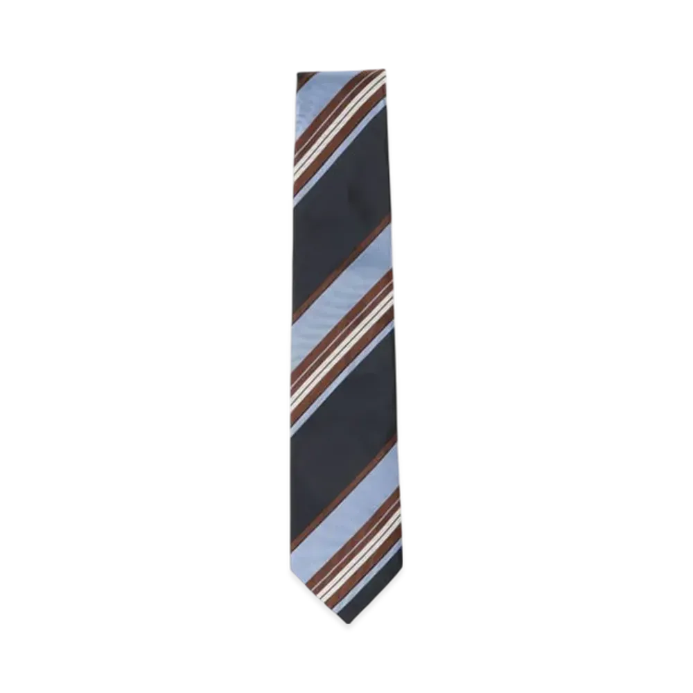 BEAMS Silk Striped Tie "Navy"