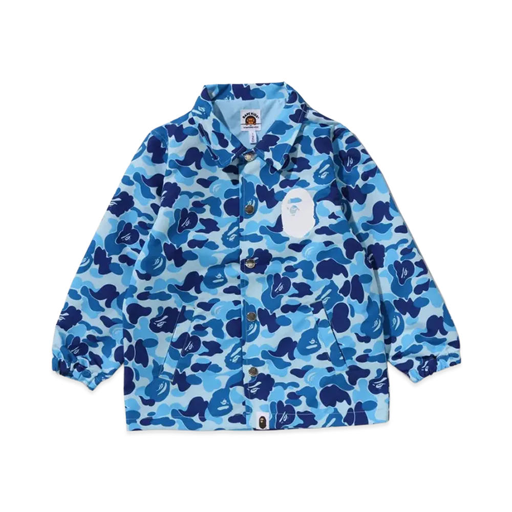 A BATHING APE Kids ABC Camo College Coach Jacket "Blue"