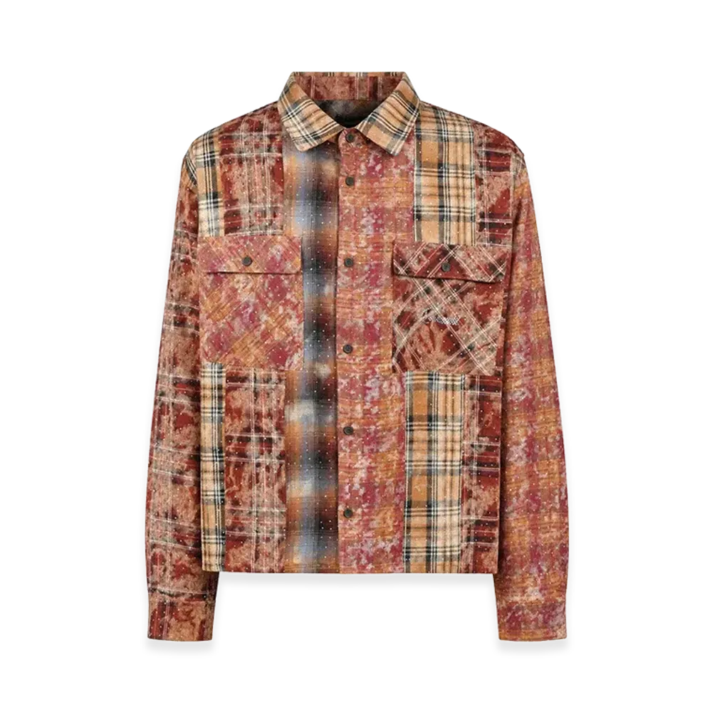 BREATH Rhinestone Crazy Check Shirt "Red"