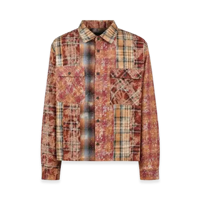 BREATH Rhinestone Crazy Check Shirt "Red"