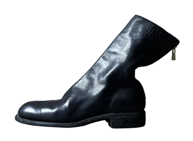 GUIDI Back Zip Mid Boots Horse Full Grain Leather "Black" 988 Leather Sole
