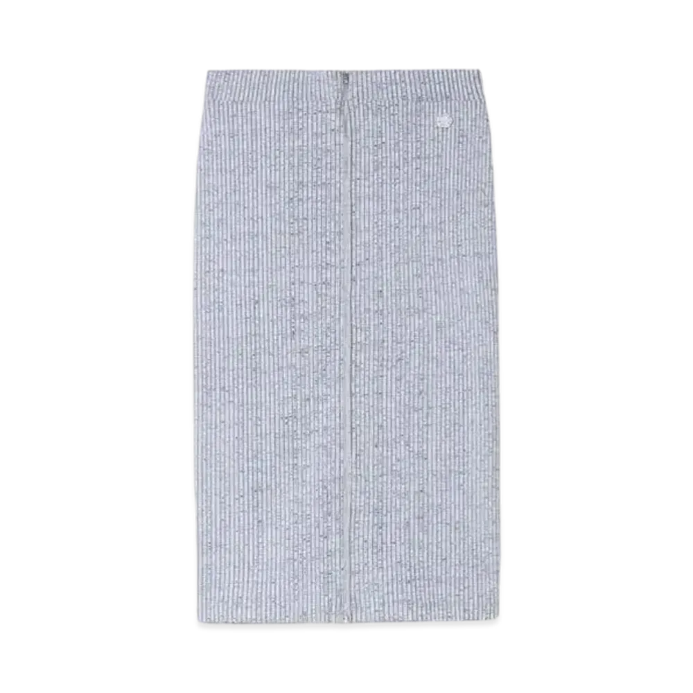 KENZO Bicolor Rib Zip Skirt "White"