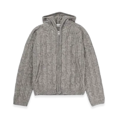 OUR LEGACY Women's Level Cable Knit Zip Hood "Grey Melange"