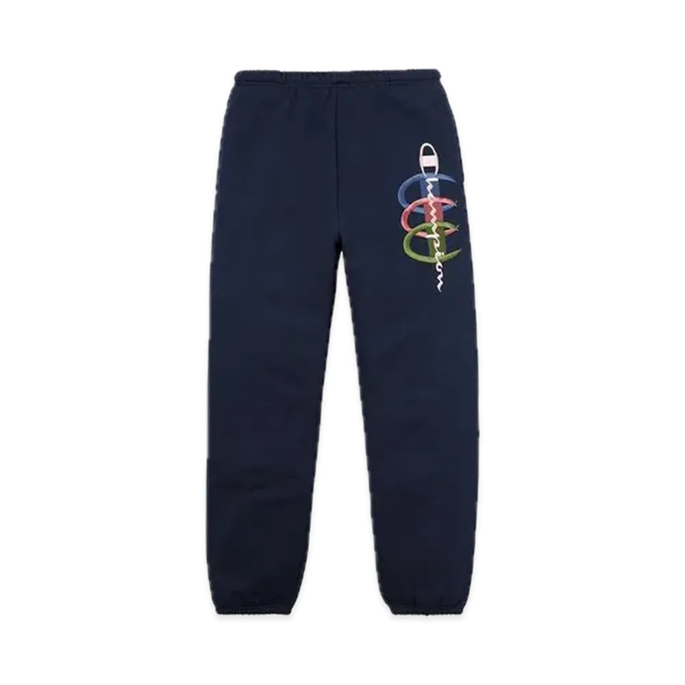 シュプリーム x チャンピオン スタックド C スウェットパンツ "ネイビー"