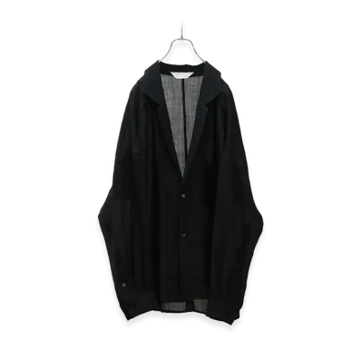 ANCELLM Wool Kersey Tailored Shirt "Black"