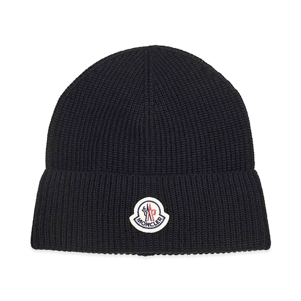 MONCLER Logo Patch Beanie "Black"
