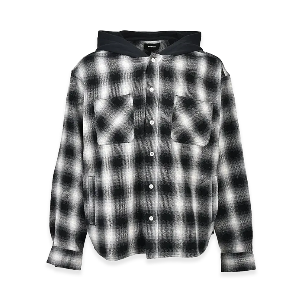 BREATH Check Hood Shirt "Black"