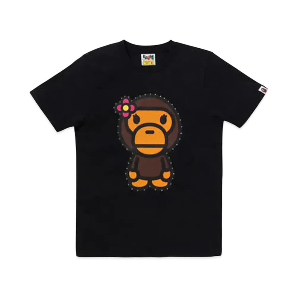 A BATHING APE Crystal Stone Big Baby Lisa Tee "Black"