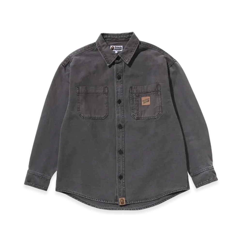 A BATHING APE Garment Dye Work LS Shirt "Charcoal"