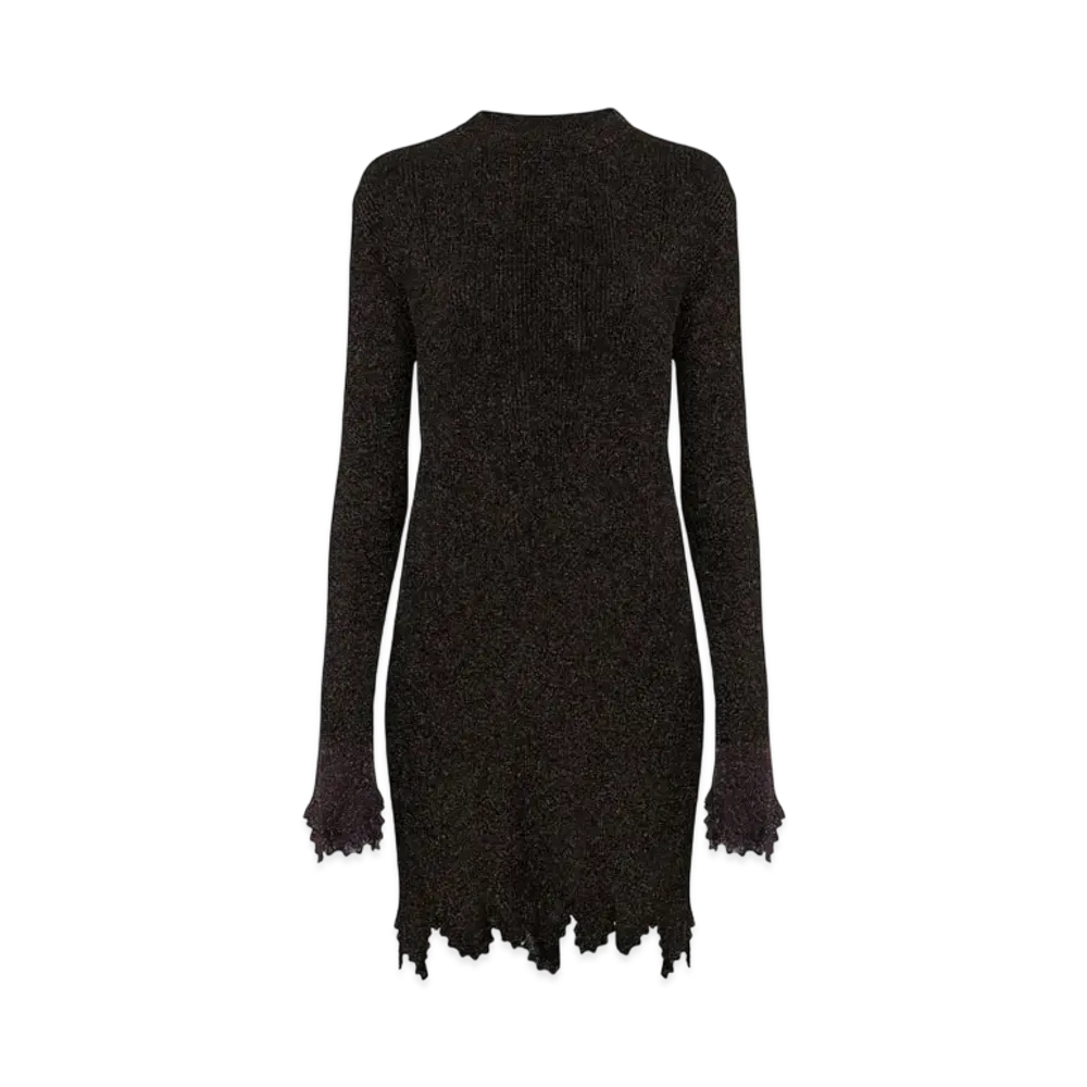 Chloe Fitted Scallop Dress In Viscose-Blend Knit "Black"