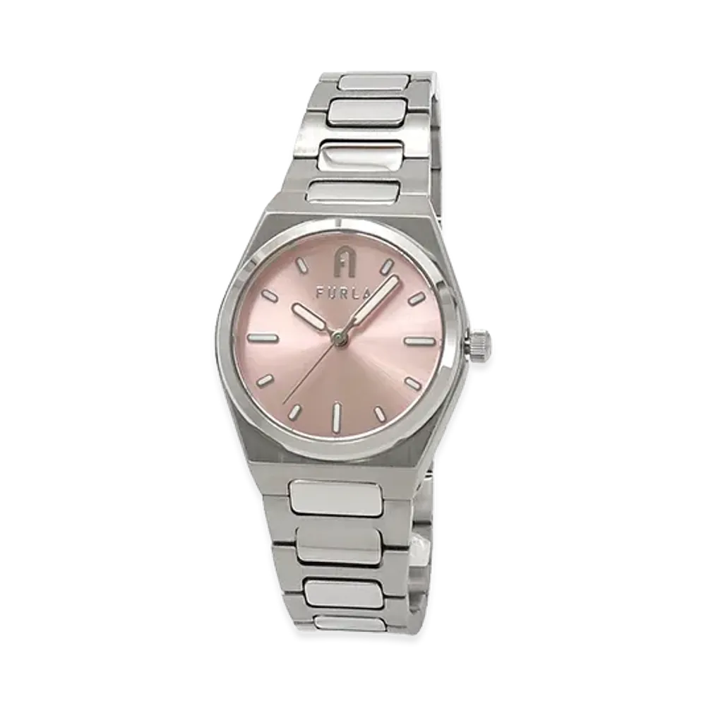 FURLA Women's Tempo Mini Quartz Arch Logo Watch "Silver/Pink"