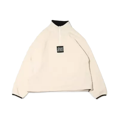atmos Half Zip Freece Tops "White"