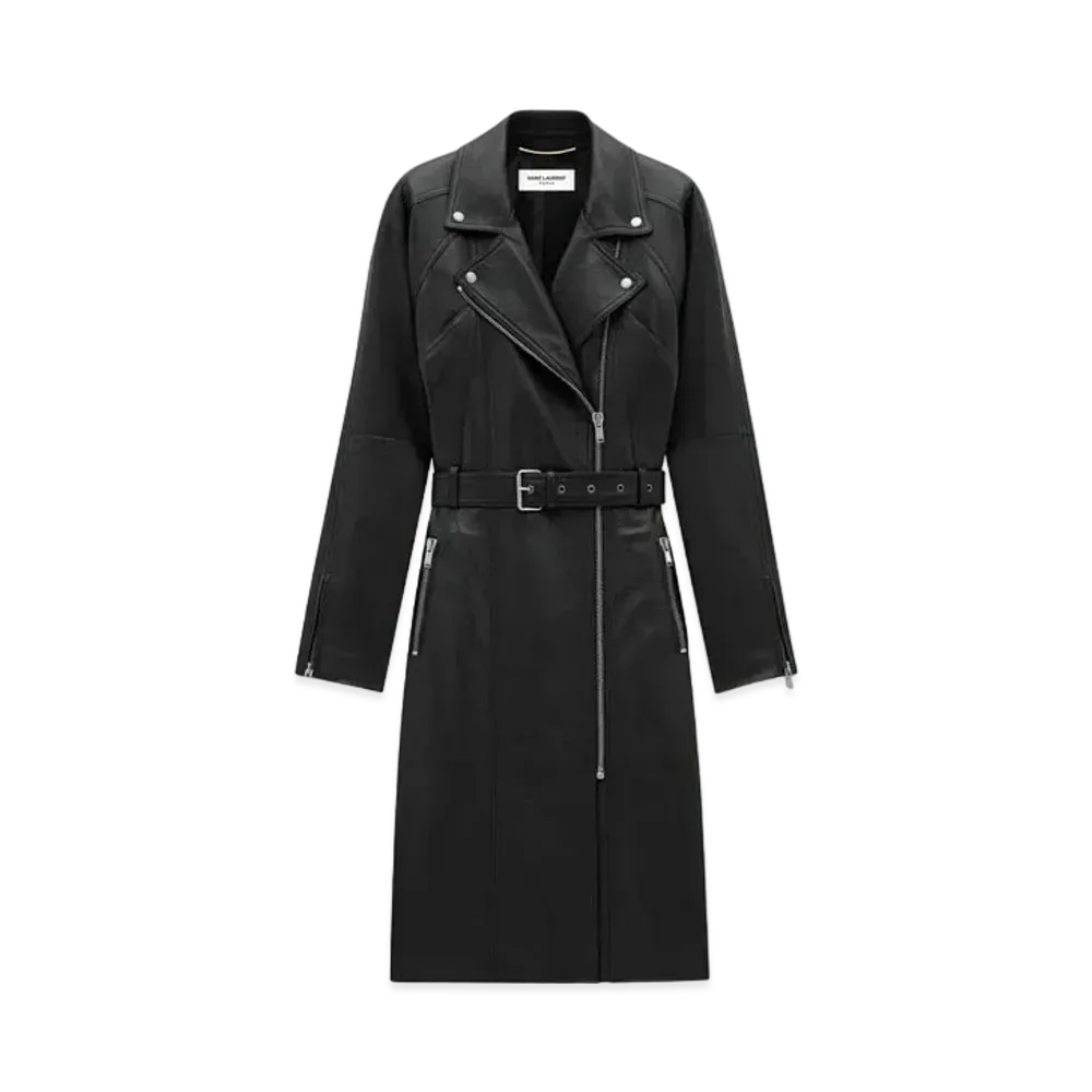 Saint Laurent Women's Biker Coat in Lambskin "Black"