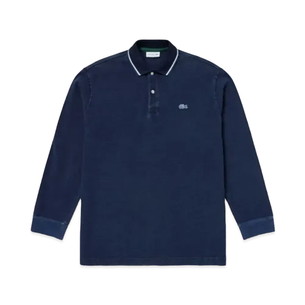 LACOSTE Loose Fit Big Pique Ground Indigo Polo Shirt "Dark Indigo"