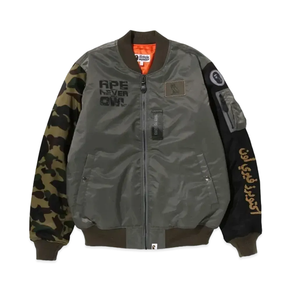 A BATHING APE x OVO Loose Fit MA-1 "Olive Drab"