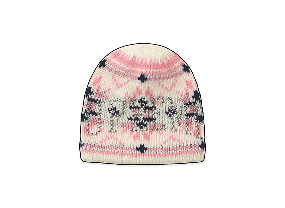 Supreme Studded Fair Isle Beanie "Cream"