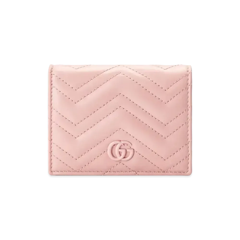 GUCCI GG Marmont Matelasse Card Case Wallet "Light Pink"